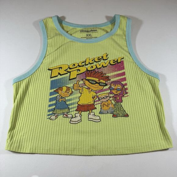 Vintage Rocket Power Logo Y2K Skater Graphic Baby Ribbed Tank - Green Wms XXL - Picture 3 of 7